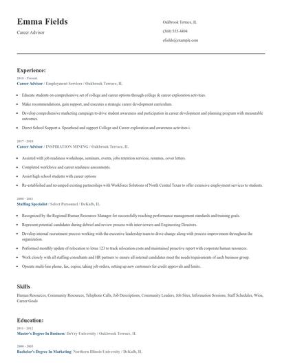 Career Advisor Resume