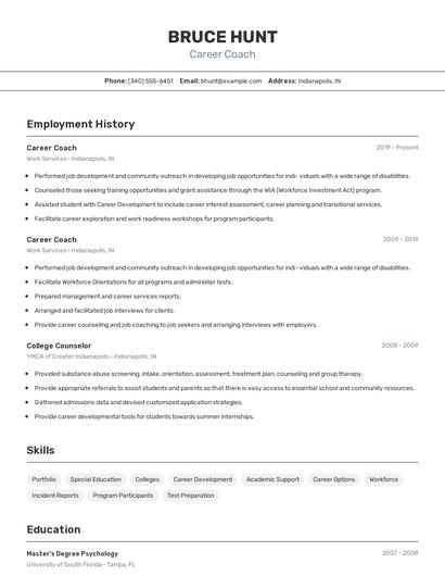 Career Coach Resume