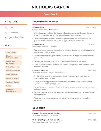 Career Coach Resume