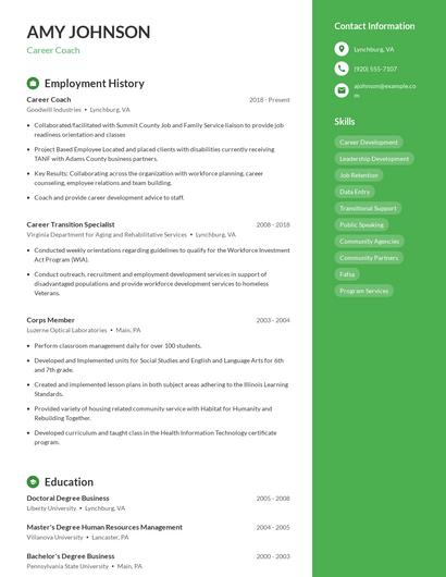 Career Coach Resume
