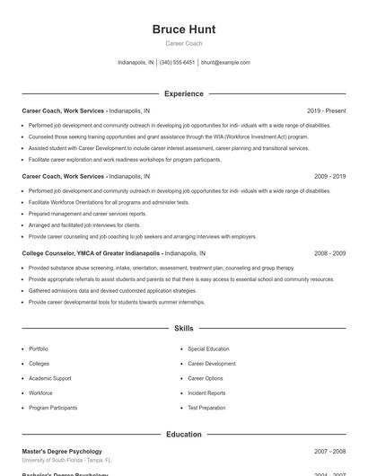 Career Coach Resume