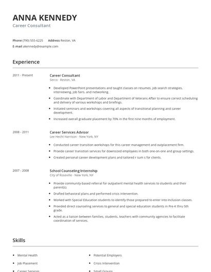 Career Consultant Resume