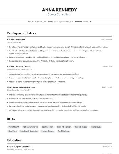 Career Consultant Resume