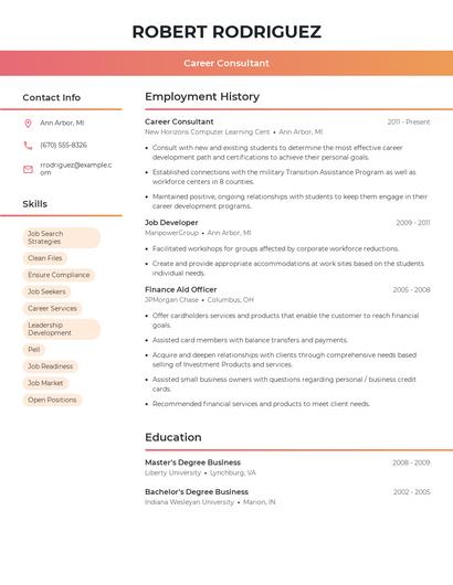 Career Consultant Resume