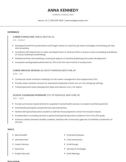 Career Consultant Resume