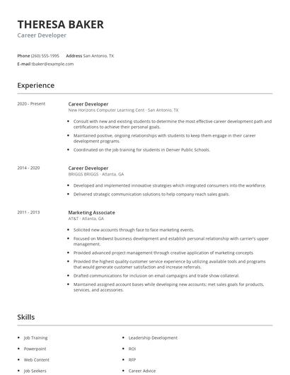 Career Developer Resume
