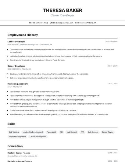 Career Developer Resume