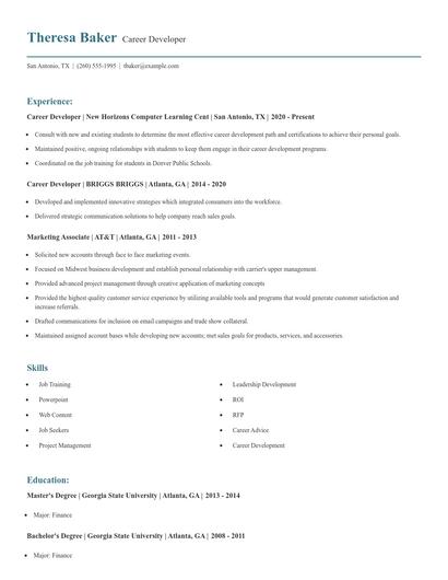 Career Developer Resume