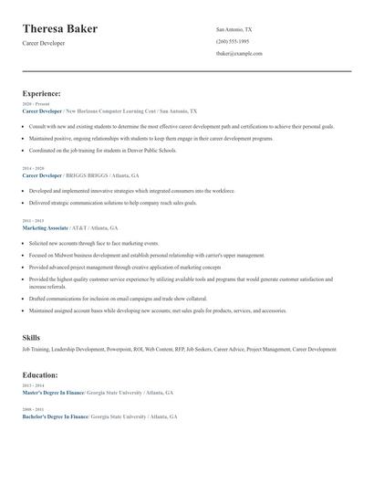 Career Developer Resume