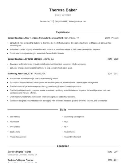 Career Developer Resume