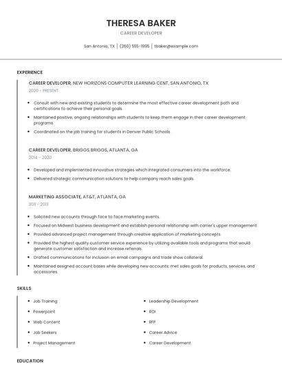 Career Developer Resume
