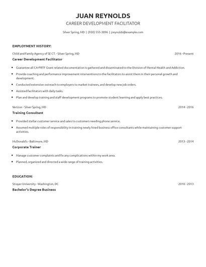 Career Development Facilitator Resume