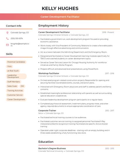 Career Development Facilitator Resume