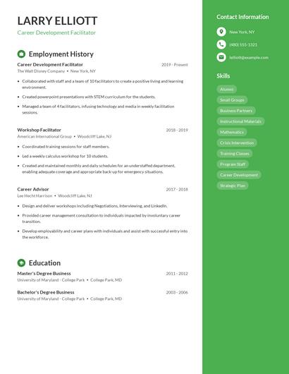 Career Development Facilitator Resume