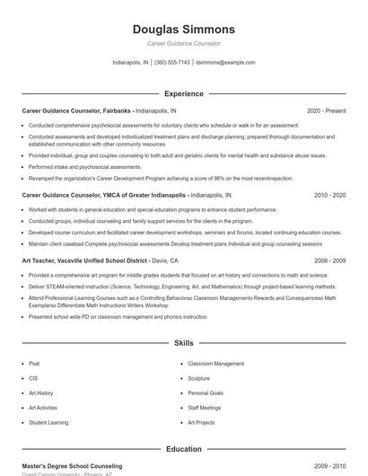 Career Guidance Counselor Resume
