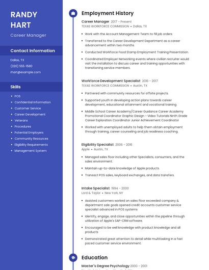 Career Manager Resume