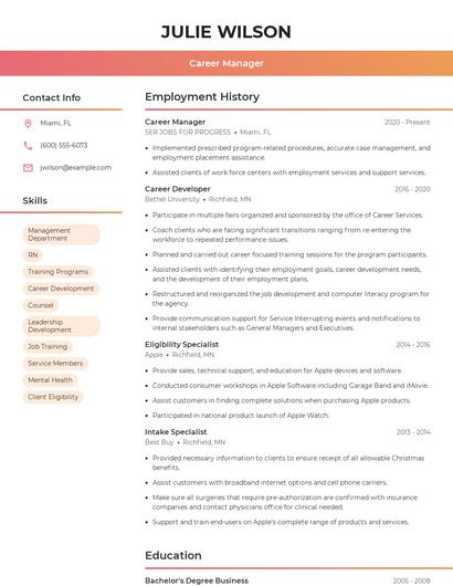 Career Manager Resume