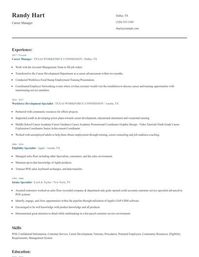 Career Manager Resume