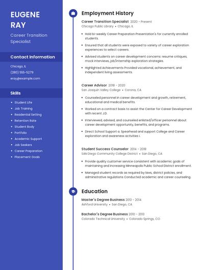Career Transition Specialist Resume