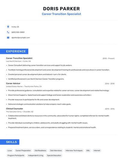 Career Transition Specialist Resume