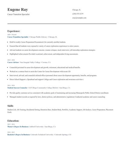 Career Transition Specialist Resume