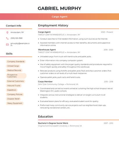 Cargo Agent Resume