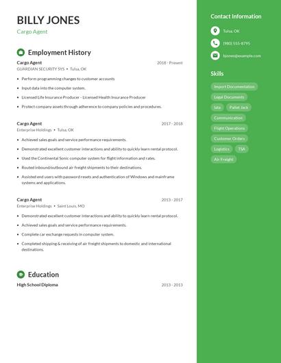 Cargo Agent Resume