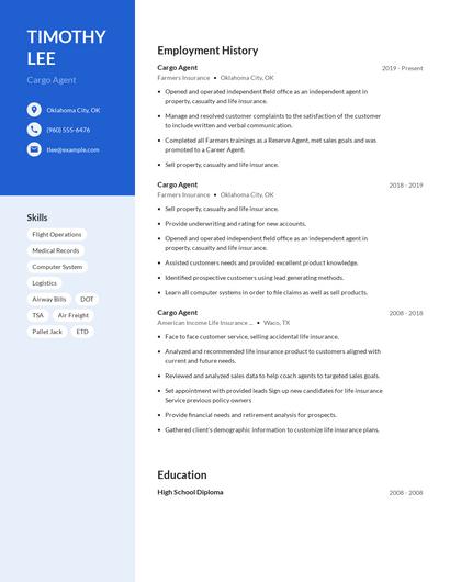Cargo Agent Resume