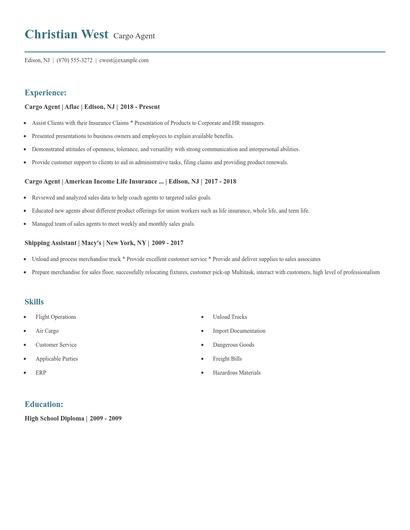 Cargo Agent Resume