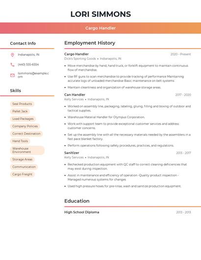 Cargo Handler Resume