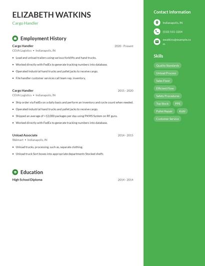 Cargo Handler Resume