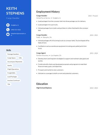 Cargo Handler Resume