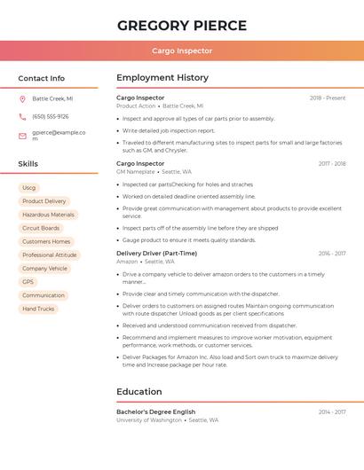 Cargo Inspector Resume