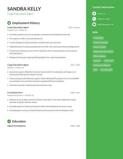 Cargo Operations Agent Resume