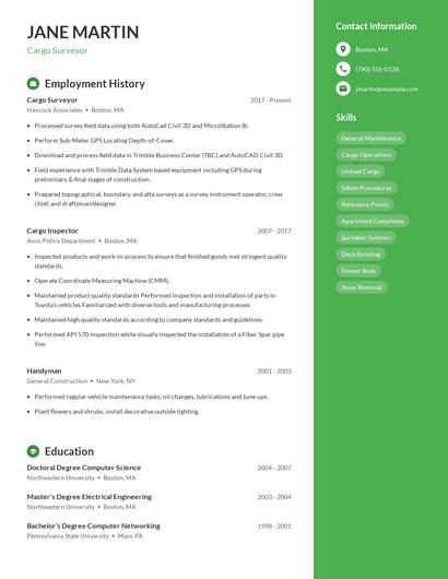 Cargo Surveyor Resume