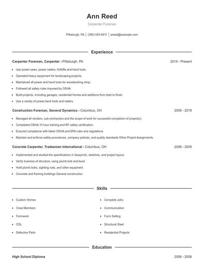 Resume example 1