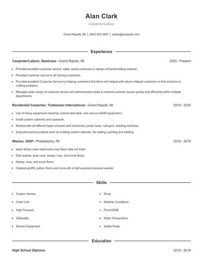 Carpenter/Labour Resume