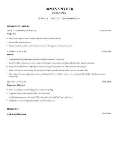 Carpenter Resume