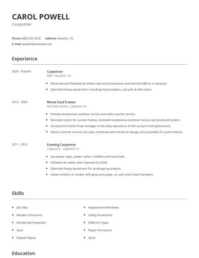 Carpenter Resume