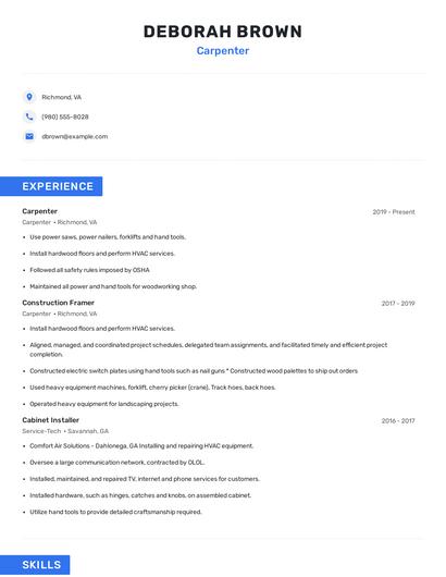 Carpenter Resume