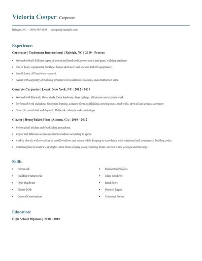 Carpenter Resume