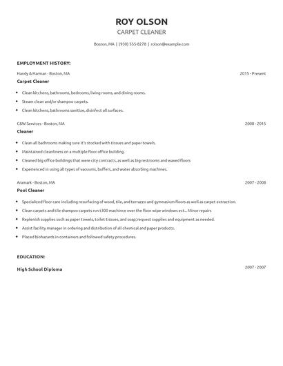 Carpet Cleaner Resume