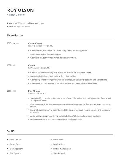 Carpet Cleaner Resume