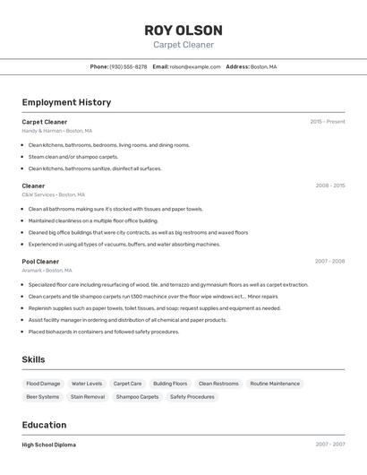 Carpet Cleaner Resume
