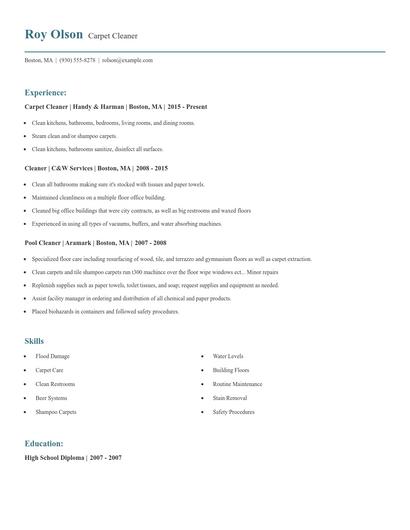 Carpet Cleaner Resume