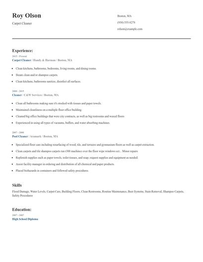 Carpet Cleaner Resume
