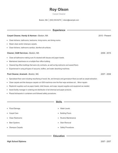 Carpet Cleaner Resume