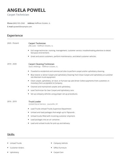 Carpet Technician Resume