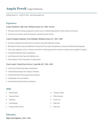 Carpet Technician Resume
