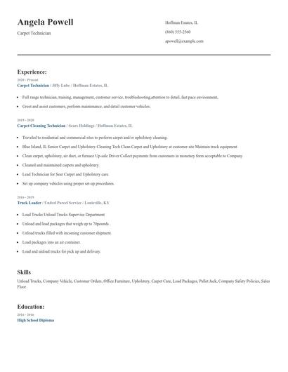 Carpet Technician Resume